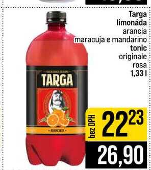 Targa limonáda arancia maracuja e mandarino tonic originale rosa 1,33l