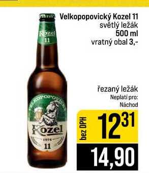 Velkopopovický Kozel 11 světlý ležák 500 ml