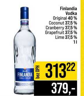 Finlandia Vodka Original 40% Coconut 37,5% Cranberry 37,5% Grapefruit 37,5% Lime 37,5% 1l