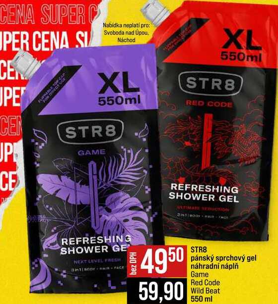 STR8 pánský sprchový gel náhradní náplň Game Red Code Wild Beat 550 ml 