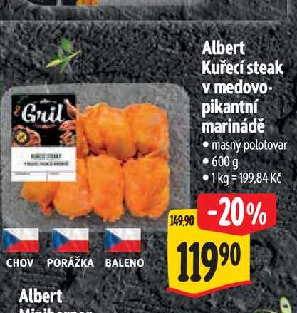  Albert Kuřecí steak v medovo - pikantní marinádě  600 g