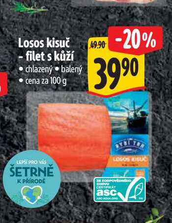 Losos kisuč - filet s kůží 100 g