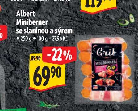 Albert Miniberner se slaninou a sýrem 250 g