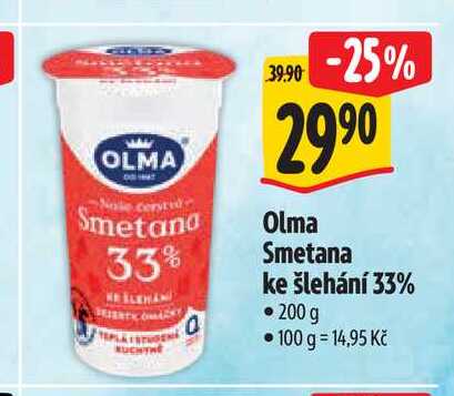 Olma Smetana ke šlehání 33% 200 g