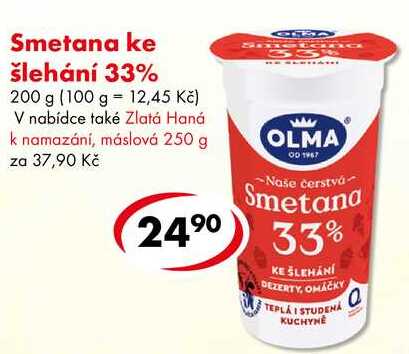 Smetana ke šlehání 33%, 200 g