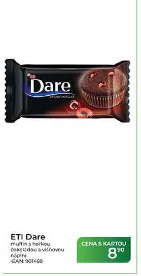 ETI Dare muffin s hořkou čokoládou a višňovou náplní 