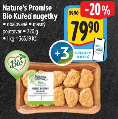 Nature's Promise Bio Kuřecí nugetky, 220 g