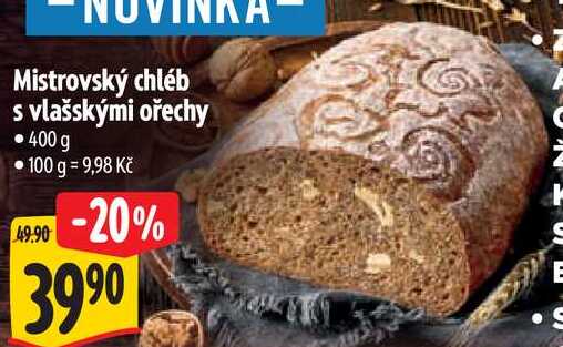 Mistrovský chléb s vlašskými ořechy, 400 g