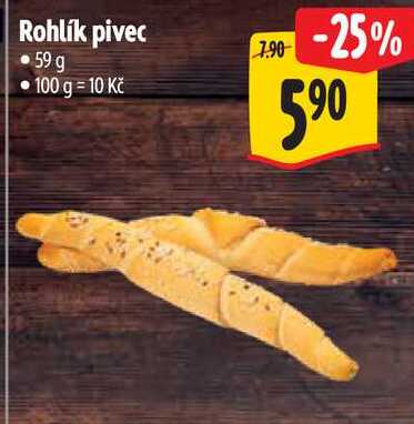 Rohlík pivec, 59 g 