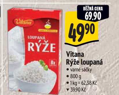 Vitana Rýže loupaná varné sáčky 800 g
