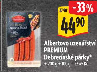 Albertovo uzenářství PREMIUM Debrecínské párky, 200 g 