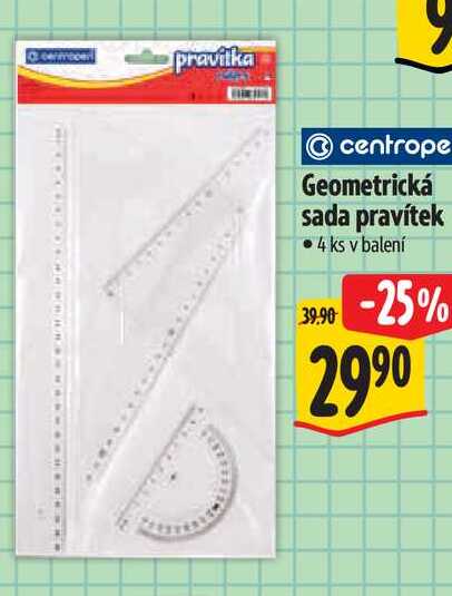 Geometrická sada pravítek 4 ks