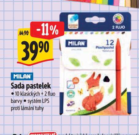   MILAN Sada pastelek  10 klasických + 2 fluo barvy   