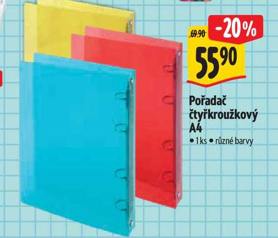 Pořadač čtyřkroužkový A4