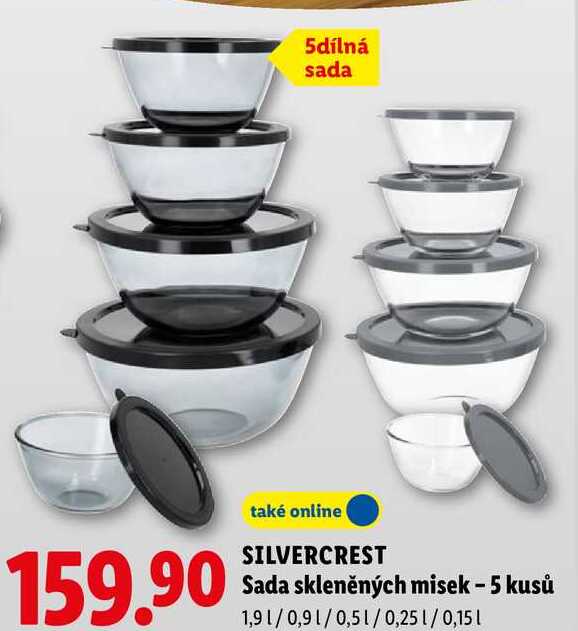 SILVERCREST Sada skleněných misek - 5 kusů