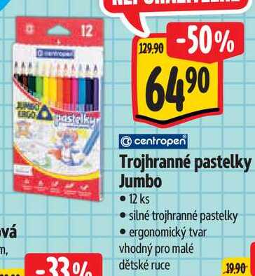 Trojhranné pastelky Jumbo, 12 ks