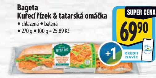 Bageta Kuřecí řízek & tatarská omáčka, 270 g