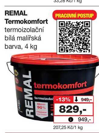 REMAL Termokomfort termoizolační bílá malířská barva, 4 kg