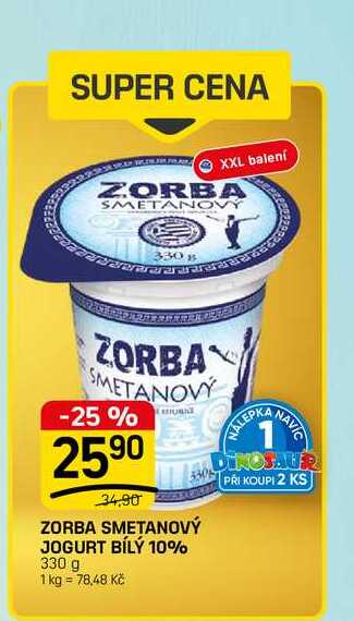 ZORBA SMETANOVÝ JOGURT BÍLÝ 10% 330 g