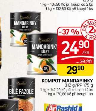 KOMPOT MANDARINKY 312 g/PP 175 g