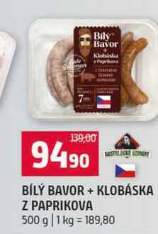 BÍLÝ BAVOR + KLOBÁSKA Z PAPRIKOVA 500 g