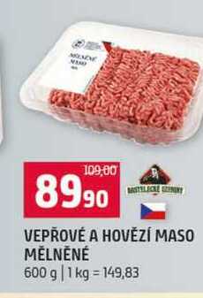 VEPŘOVÉ A HOVĚZÍ MASO MĚLNĚNÉ 600 g