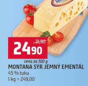 MONTANA SÝR JEMNÝ EMENTÁL 45% tuku
