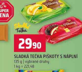SLADKÁ TEČKA PIŠKOTY S NÁPLNÍ 135 g vybrané druhy 