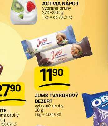 JUMS TVAROHOVÝ DEZERT vybrané druhy 38 g