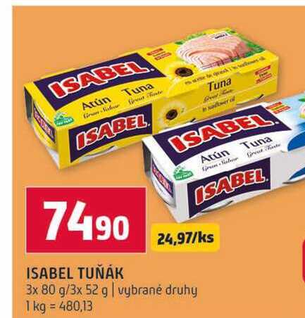 ISABEL TUŇÁK 3x 80 g 3x 52 g vybrané druhy