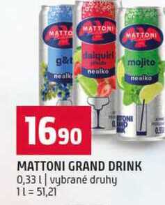 MATTONI GRAND DRINK 0,33l vybrané druhy