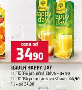 RAUCH HAPPY DAY 1l 100% jablečná šťáva 1l 100% pomerančová šťáva