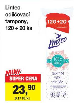 Linteo odličovací tampony, 120 + 20 ks