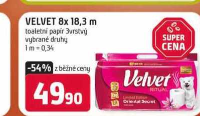 VELVET 8x 18,3 m toaletní papír 3vrstvý vybrané druhy