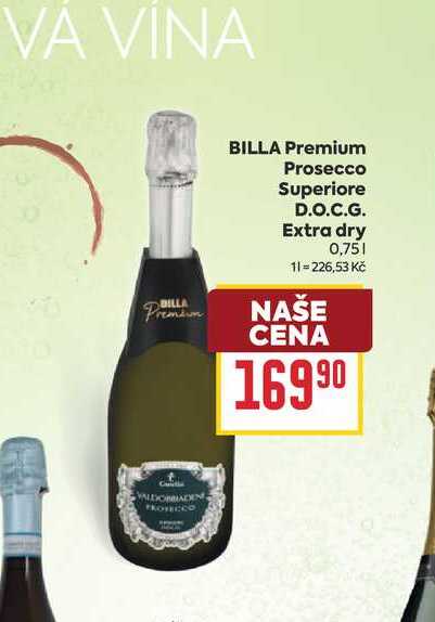 BILLA Premium Prosecco Superiore D.O.C.G. Extra dry 0,75l