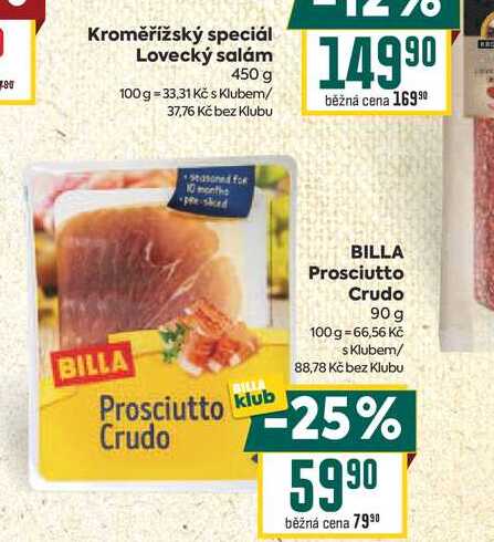 BILLA Prosciutto Crudo 90 g