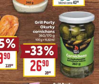 Grill Party Okurky cornichons 360/170 g
