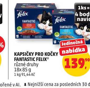 Kapsičky pro kočky Fantastic Felix 18x85g