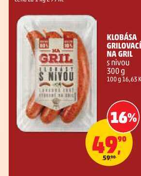 KLOBÁSA GRILOVACÍ NA GRIL s nivou 300g