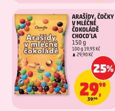 ARAŠÍDY, ČOČKY V MLÉČNÉ ČOKOLÁDĚ CHOCO'LA 150 g