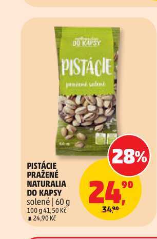 PISTÁCIE PRAŽENÉ NATURALIA DO KAPSY 60g
