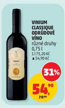 VINIUM CLASSIQUE ODRŮDOVÉ VÍNO různé druhy 0,75l