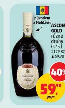 ASCON GOLD různé druhy 0,75l