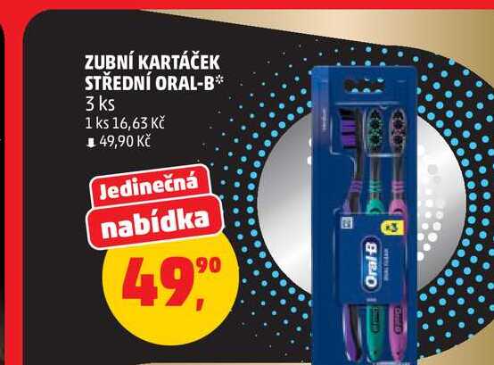 ZUBNÍ KARTÁČEK STŘEDNÍ ORAL-B* 3 ks