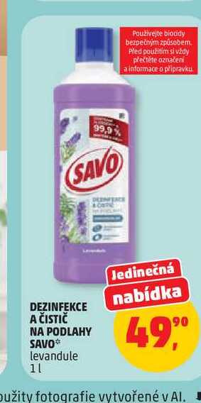 DEZINFEKCE A ČISTIČ NA PODLAHY SAVO 1L