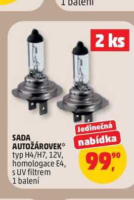 SADA AUTOŽÁROVEK nabídka typ H4/H7, 12V, homologace E4, SUV filtrem 1 balení 