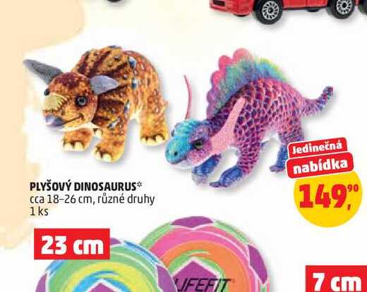 PLYŠOVÝ DINOSAURUS* cca 18-26 cm, různé druhy 1ks 23 cm 