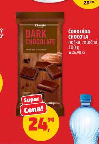 ČOKOLÁDA CHOCO'LA hořká, mléčná 100 g