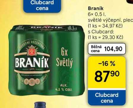 Braník, 6x 0.5 l, světlé výčepní