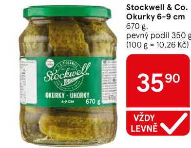 Stockwell & Co. Okurky 6-9 cm, 670 g. pevný podíl 350 g